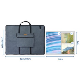 MeetYr Life Premium Art Portfolio Bag - Padded Triple Protection, Waterproof Protection with Shoulder Strap Durable and Portable - For Artwork, Posters, Sketches and Paintings（36"x24"）