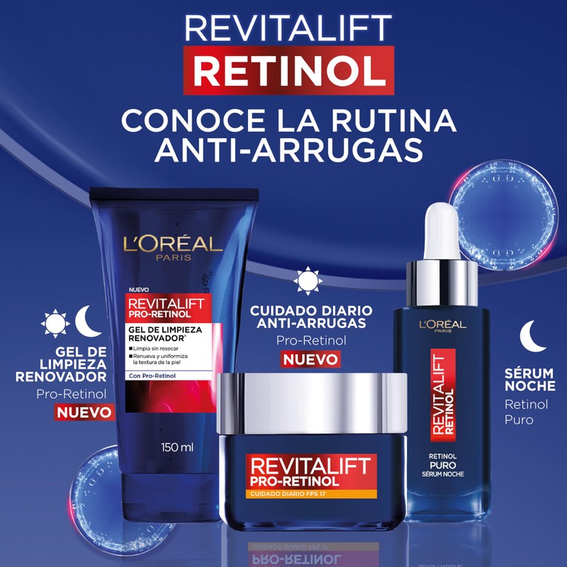 L'Oréal Paris Gel de Limpieza Renovador Revitalift Pro-Retinol, 150ml