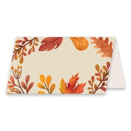 Koko Paper Co Fall Leaves Thanksgiving Table Place Cards | Pack of 50 Tent Style Cards | No Holder Necessary