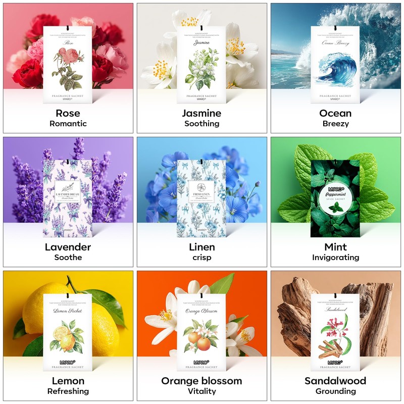 MYARO 20 Packs Lavender Linen Scent Sachet Long Lasting Closet
