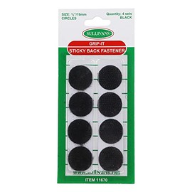 Sullivans Stick-on Hook and Loop Dots, 19 mm Size, Black