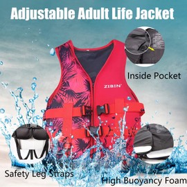 huraty Neoprene Impact Vest for Kayaking Boating Fishing Adjustable Swim Vest with Safety Leg Straps Womens Mens Outdoor Jacket Swimsuit, Blue, Large