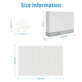 Jigsaw Puzzles for Adults 1000 Pieces, Pure White Hell Jigsaw Puzzles 1000 Piece, Blank puzzle, Hardest Jigsaws, High Difficulty Brain Challenge, Solid Color Puzzle Gift for Adult Teen Puzzle Lovers