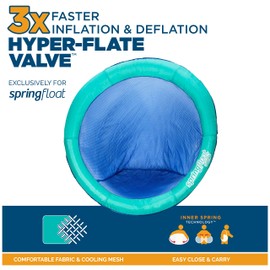 SwimWays Spring Float Papasan Pool Lounger for Swimming Pool, Inflatable Pool Floats Adult with Fast Inflation for Ages 15 & Up, Blue