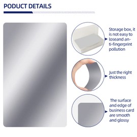 FONLAND 50pcs/Set 0.4mm thickness Aluminum Metal Business Cards DIY Engraving Card Home Office Supplies Aluminum Blank Laser Blanks for Engraving