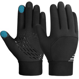 Children's Winter Cycling Gloves - Kids Warm Touchscreen Gloves, Outdoor Sports Running Gloves, Waterproof Windproof with Non-Slip for Boys Girls, 4-12 Years, Black, black 1, L 10-12 Jahren