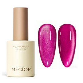 Dragon Fruit Cat Eye Gel Nail Polish Ice Glass Hot Pink Glitter Magnetic Gel Polish Holographic Soak Off UV Nail Art Manicure Salon DIY Home Gifts for Women, 15ml