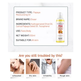 DISAAR Beauty Papaya Moisturizing Oil Purifying Remove Spots Repair Skin Easy Absorbs 100ml/3.03fl.oz