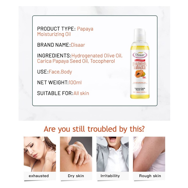 DISAAR Beauty Papaya Moisturizing Oil Purifying Remove Spots Repair Skin