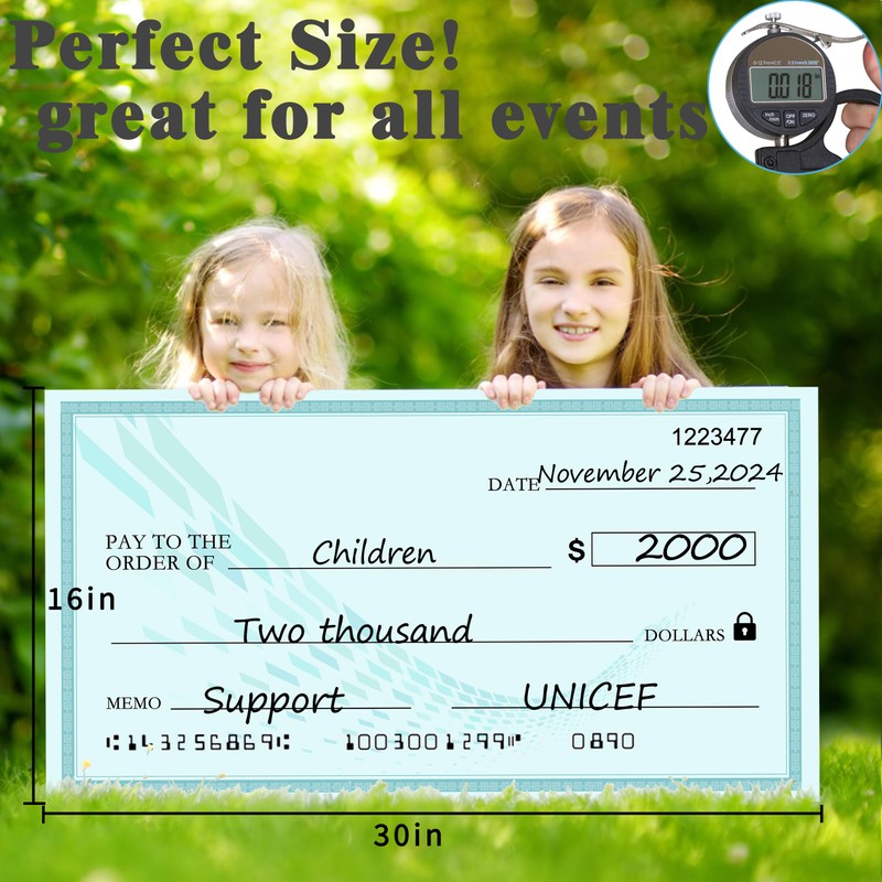 Giant Fake Check 30" x 16" - Oversized Blank Check