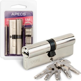 APECS SM-110 (50/60) Lock Cylinder Lock Profile Cylinder 50/60 mm for Door Lock Front Door with 5 Keys