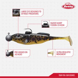 Berkley Pulse Realistic Goby Prerigged Soft Bait Shad with Jig Head - Ultra Realistic Shape and Action for Predator Fishing - Pike, Zander, Perch