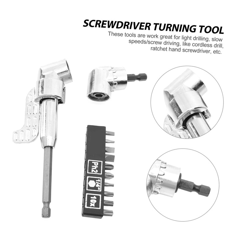 SHINEOFI 1Set Electric Screwdriver Adapter Right Angle Drill Accessories for
