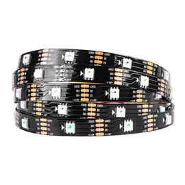 BTF-LIGHTING 3.2ft 144 Pixels WS2815 Upgraded WS2812B Individually Digital Addressable RGB Dual Signal LED Flexible Strip Light 5050 SMD Magic Dream Color IP30 Non-Waterproof DC12V Black PCB