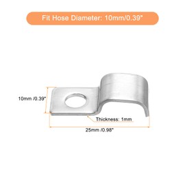 uxcell 20 Pcs Pipe Strap, 304 Stainless Steel Pipe Support Strap Fit for 13/32in(10mm) Tube Strap Tension Clip with 1 Hole 5mm Height for Continuous Pipes EMT Conduit or Pipe Fixing