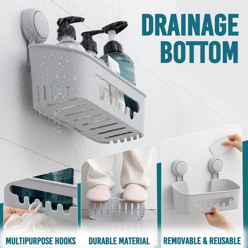 TAILI Shower Caddy Suction Cup 2 Pack Heavy Duty Bathroom