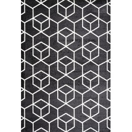 JONATHAN Y SEU101A-4 Tumbling Blocks Modern Geometric Indoor Area-Rug, Modern, Contemporary, Casual Easy-Cleaning,Bedroom,Kitchen,Living Room,Non Shedding, Black/White, 4 X 6