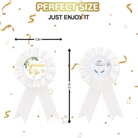 Grandma To Be Tinplate Badge Pin, Greenery Baby Shower Button Pins, Grandpa To Be Pin, White & Gold Rosette Button for Gender Reveal Party/Grandparents Celebrations - 2PCS, tinplate, rosstte,