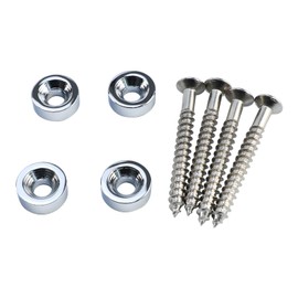 OVSAL 4Pcs Guitar Neck Joint Ferrules with Screws Stainless Steel Bass Joint Bushings Bolt Kit Compatible with Bolt-on Necks Electric Bass Guitar Replacement Parts Chrome