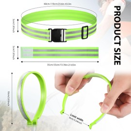 Boyiee Reflective Bands Set Including Reflective Armband Reflective Safety Belt Trouser Clip Reflectors Jogging Set for Cycling Jogging Hiking (Neon Green)