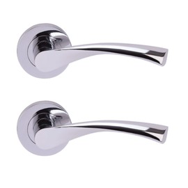 HANDLEZONE® Lobo Lever On Round Rose Door Handles, Internal Passage Latch Handles, 1 Set - Polished Chrome