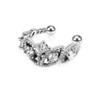 Beads Trimmed Clear CZ Rhodium Plated Brass Non-Piercing Ear Cuff
