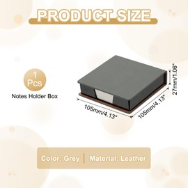 PATIKIL Leather Sticky Notes Holder, 4x4 Sticky Pads Dispenser Business Card Holder Memo Pad Organizer for Desk Home Office Books Notebook, Grey