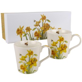 The Leonardo Collection Set of 2 Mugs Bee Daffodils Floral Design Gift Box