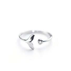 Whale Tail Ring Opening polishing Copper Adjustable Sea Animal Beach Jewelry for Women