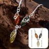 Copal Necklace with Silver Chain and Multicoloured Baltic Amber Teardrop