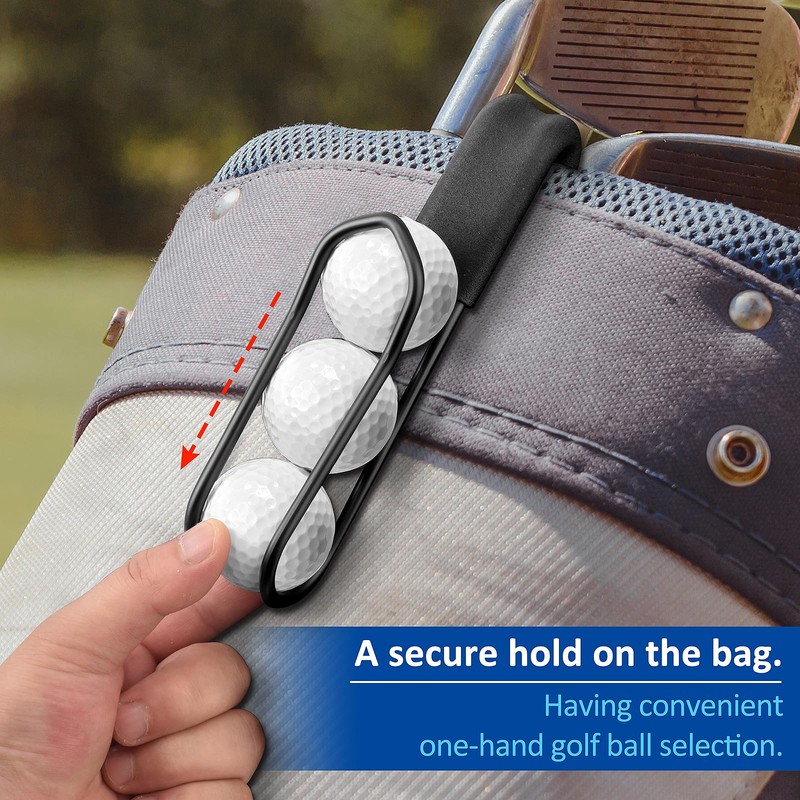 Golf Ball Holder - Holds 3 Balls Easy Attachment to