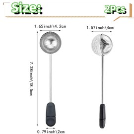 Jindizi Rotating Long Handle Tea Infuser,2Pcs Rotating Long Handle Tea Ball,Handle Twisting Tea Ball Infuser for Loose Tea,Rotating Mesh Twisting Tea Ball Infuser Loose Leaf Tea Infuser Strainer