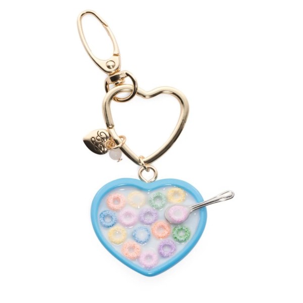 Betsey Johnson Keychain Cereal Bowl Gold Tone Bag Charm Froot
