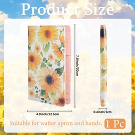 CREATCABIN Clipboards Leather Padfolio Portfolio Organizer Portfolio Folder Binder Storage Clipboard with 5 Pockets Notepad Elastic Pen Loop for Business Conference Ordering 7.8x4.9 Inch Sunflower