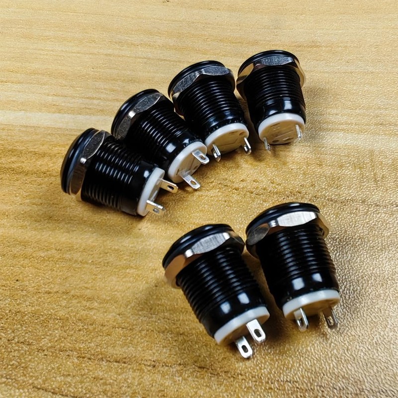 Gebildet Pack of 6 Black 12 mm Waterproof Push Button