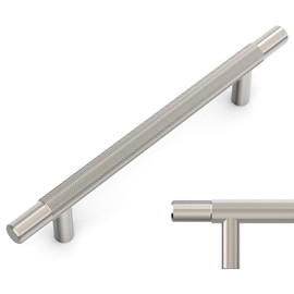 Amerdeco 10 Pack Brushed Satin Nickel Knurled Cabinet Pulls 5 Inch Hole Centers Kitchen Cabinet Handles Hardware Kitchen Handles for Cabinets Handles IH0006…