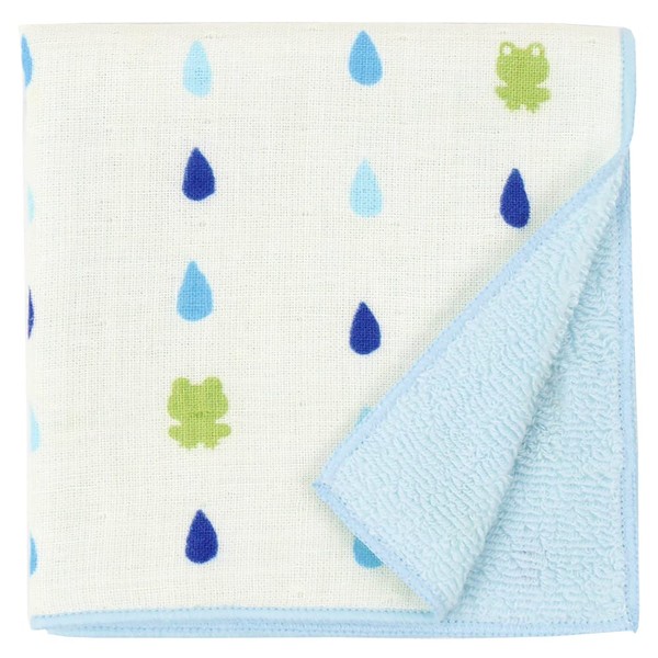 Hamamonyo Washed Towel Handkerchief, Raindrop and Frog