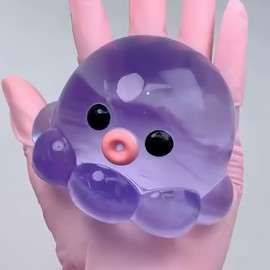 2025 NEW taba squishies Cute Octopus Crystal Ball Homemade Bubble Making Pinch Decompression Anger Relief Toy Pump Bubble Slow Rebound Squeezing Toy - Colour: BLUE