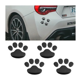 Moioee 4PCS Dog Paw Footprint Car Stickers, 3D Waterproof Cartoon Puppy Dog Paw Decals for Vehicles Bumper Window, Auto Car Body Decoration Self-Adhesive Stickers for SUV Pickup Truck (Black)