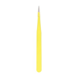 siyuwuro 2Pcs High Precision Stainless Steel Tweezers Set Straight and Curved Tip Eyelash Tweezers Kit Nippers for Eyelash Extensions, Nail Art, DIY Crafts, Jewelry-Making, Model (Yellow)