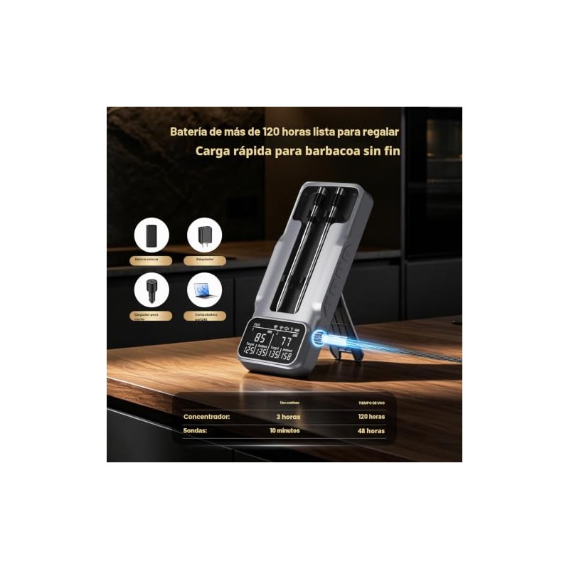 Termómetro inalámbrico digital para carne, termómetro Bluetooth de 800 pies