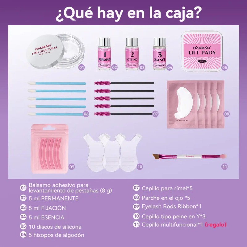 Kit Profesional Lash Lifting De Pestañas Rosa Damman
