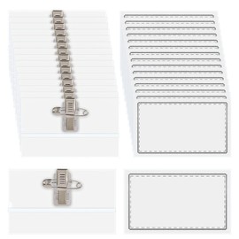 Name Badges for Clothing Clip Pack of 30 90 x 60 mm Transparent ID Sleeves Name Badges for Business Cards Name Plate Case
