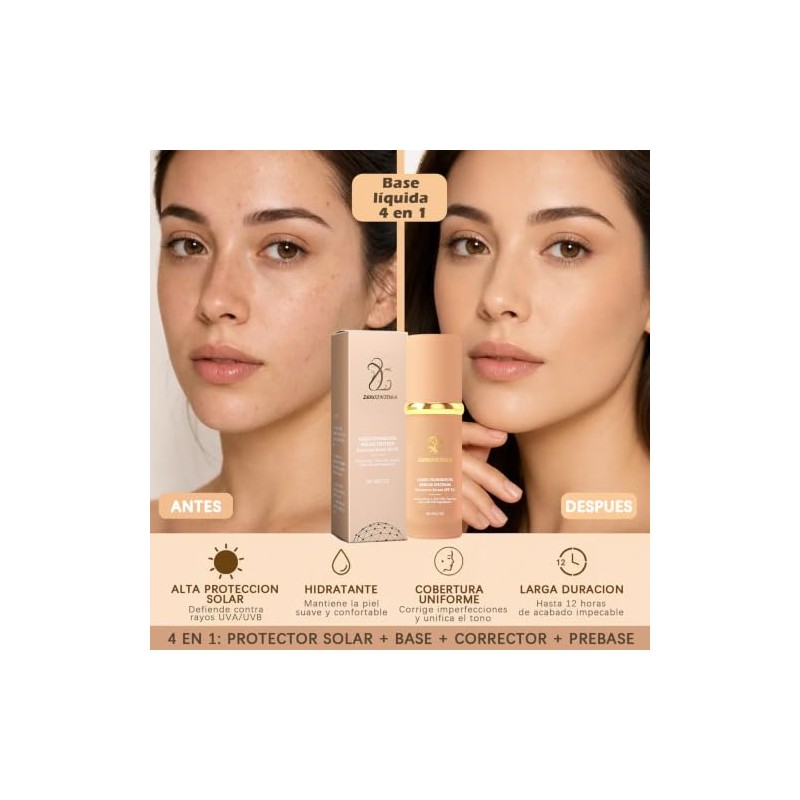 3Pcs Biomimic Foundation 4 en 1,base de maquillaje alta cobertura,SPF