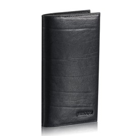 HISCOW Supple Leather Checkbook Cover with Free Divider - Italian Calfskin (Black Vegetable-Tanned Leather)