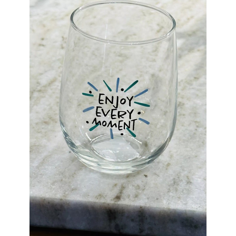 Cristar “Enjoy Every Moment ”. 16.8 oz Inspirational Seamless Bear/Wine