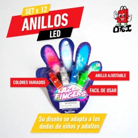 12 Anillo Laser Led Multicolor Fiesta Neon Carnaval Batucada