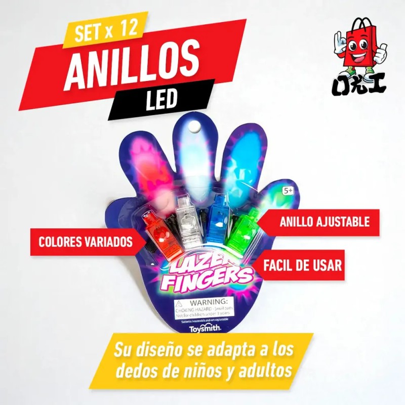 12 Anillo Laser Led Multicolor Fiesta Neon Carnaval Batucada