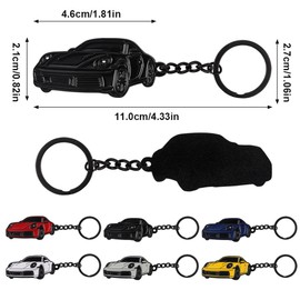 BIHEE Car Key Fob Mini Pendant Compatible with 911 Beautiful Gift Metal Keyring for Car Keys, Car Decorations, Men, Women, black