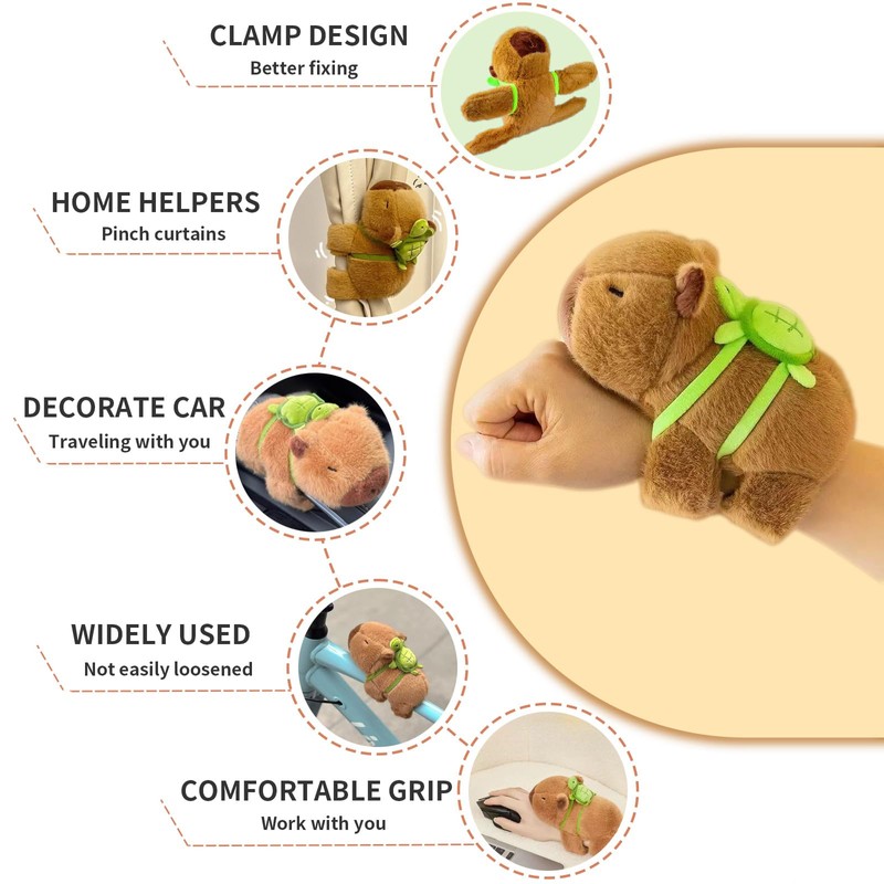 Mangpung Cute Capybara Plush Gifts Set, Include Capybara Keychain,Slap Bracelet,Bag,Hair